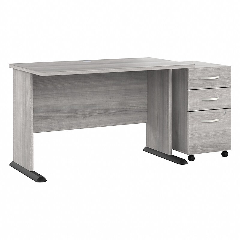 Bush Business Furniture Studio A 48"W Computer Desk with 3 Drawer Mobile File Cabinet, Platinum Gray (STA001PGSU) image 1