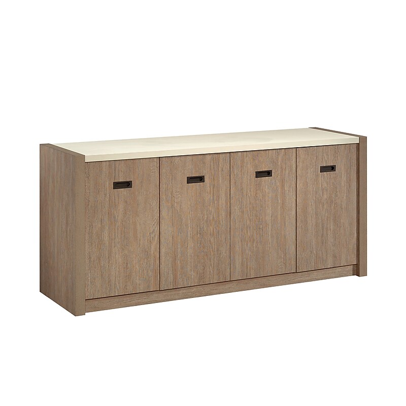Sauder Dixon City 30"H Storage Credenza with 2 Shelves, Brushed Oak (432894) image 1