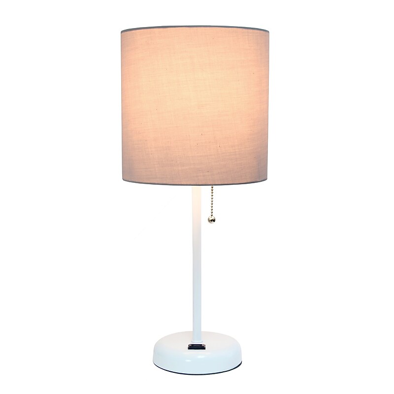 Simple Designs 19.5" LED Table Lamp, White/Gray Shade (LT2024-GOW-CCLB) image 1