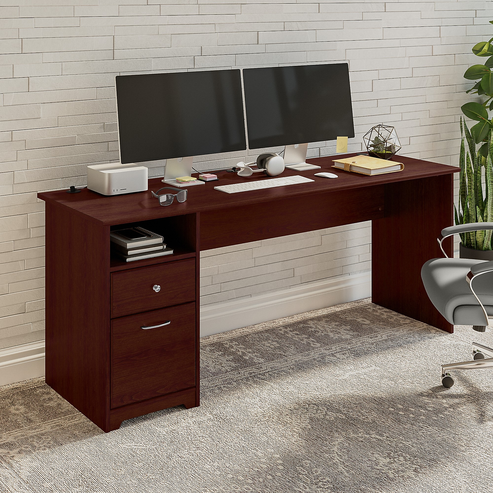 Bush Furniture Cabot 72″W Computer Desk with Drawers, Harvest Cherry (WC31472-03) Sansujyuku sansujyuku.com