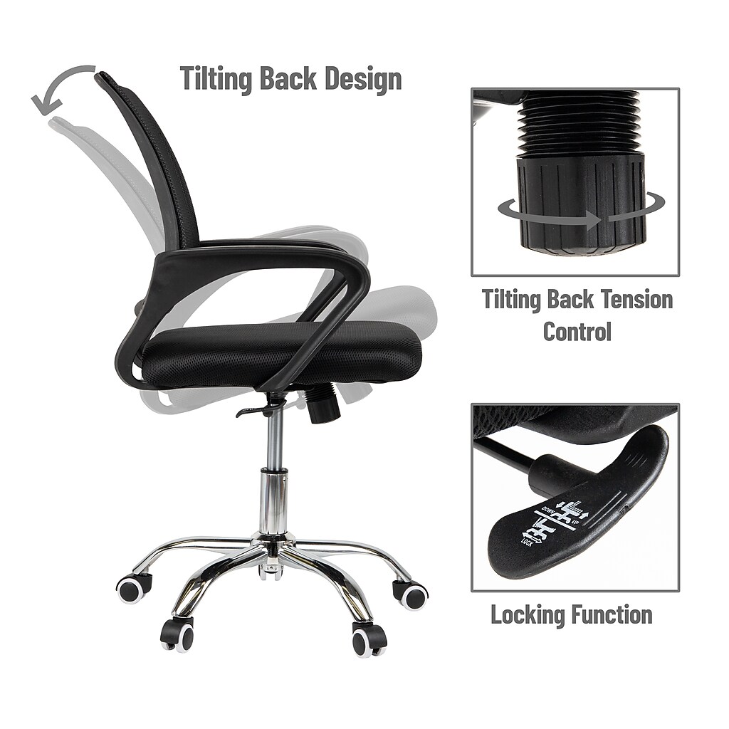 Tilting back design and tension control features