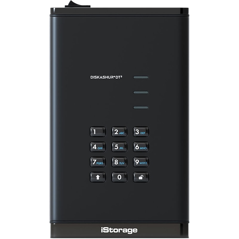 iStorage diskAshur Encrypted DT3 4TB External USB 3.2 Gen 1 External Hard Drive, Black (IS-DT3-256-4000-F) image 1