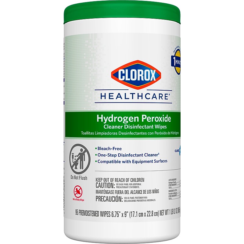 Clorox Healthcare Hydrogen Peroxide Cleaner Disinfectant Wipes, 95 Wipes/Canister (30824) image 1