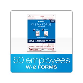 Adams 2022 W-2 Tax Form, White, 50/Pack (STAX650-22)