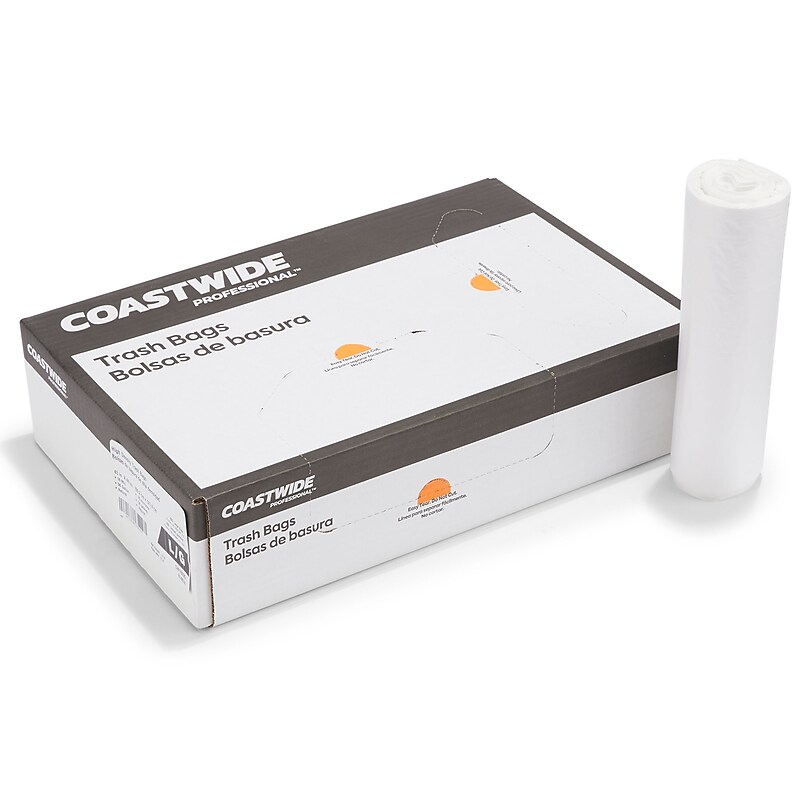 Coastwide Professional™ 50-56 Gallon Trash Bag, 43" x 48", High Density, 16 mic, Natural, 200 Bags/Box (CW18205) image 1