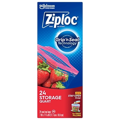 Ziploc - Medium Storage Bags, 1 Qt., 24/Carton - Clear - Thumbnail 5