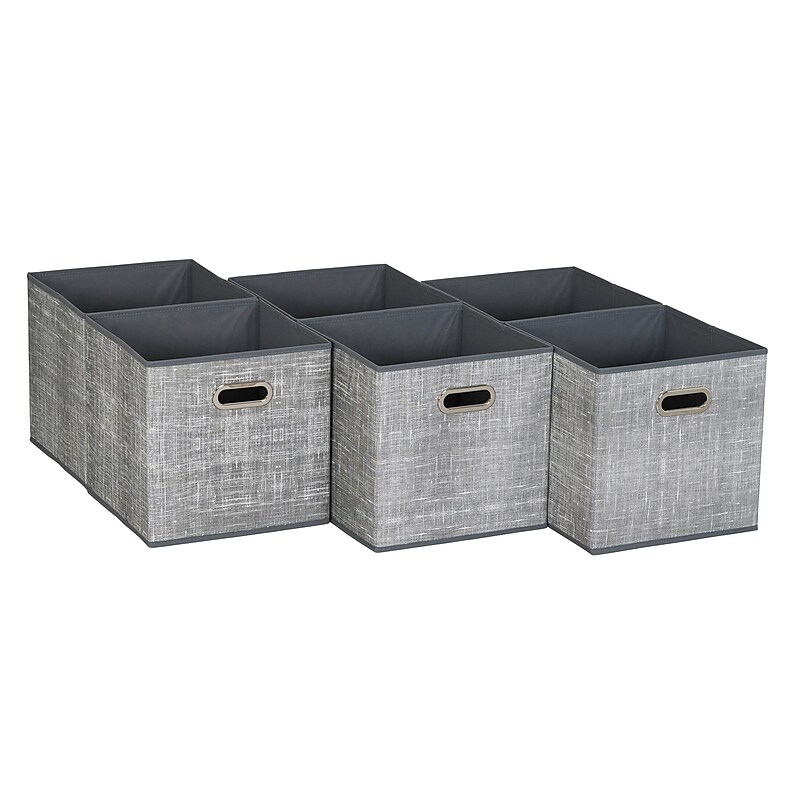 Household Essentials Medium Folding Fabric Storage Bin, 11" x 11"x 11", 23 Qt., Multi Color, 6/Pack (834-1) image 1