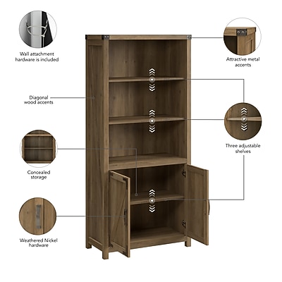 Knoxville Tall 5 Shelf Bookcase with Doors - Thumbnail 5