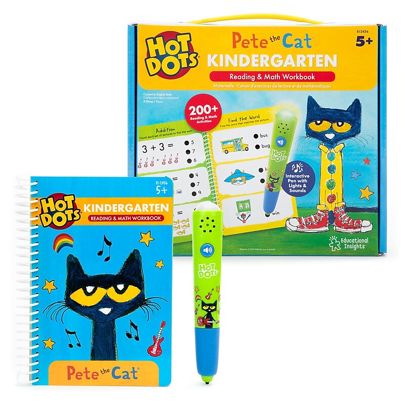 Educational Insights Hot Dots Pete the Cat Kindergarten Reading and Math (2456) image 1