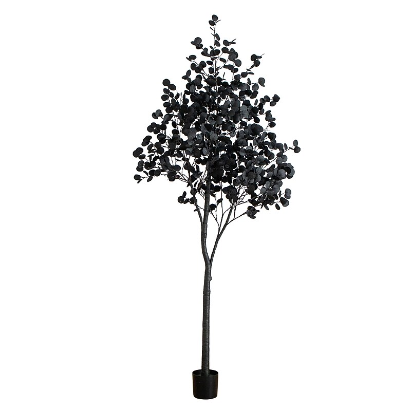 Nearly Natural Pre-Lit Artificial Halloween Black Eucalyptus Tree, 9' (T5226) image 1