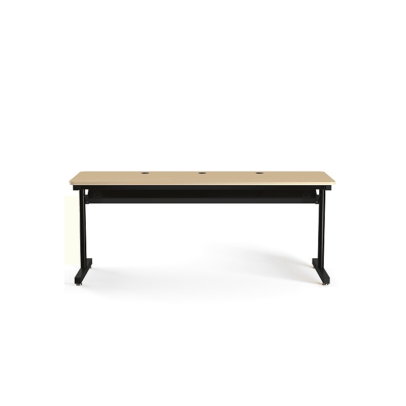 VersaDesk 72"W Basic Computer Table, Maple/Black (BCT7224-BM) image 1