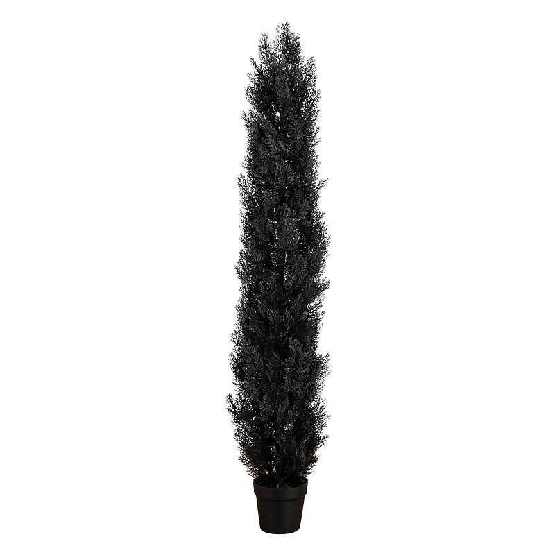 Nearly Natural UV Resistant Artificial Halloween Black Cedar Tree, 6' (T5145) image 1