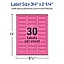 Avery Laser/Inkjet Rectangle Multipurpose Labels, 0.75" x 2.25", Bright Pink, 2400/Box (94216)~#|#~17B6A2DC-D30D-4D83-AC8B194A0930E859_sc7