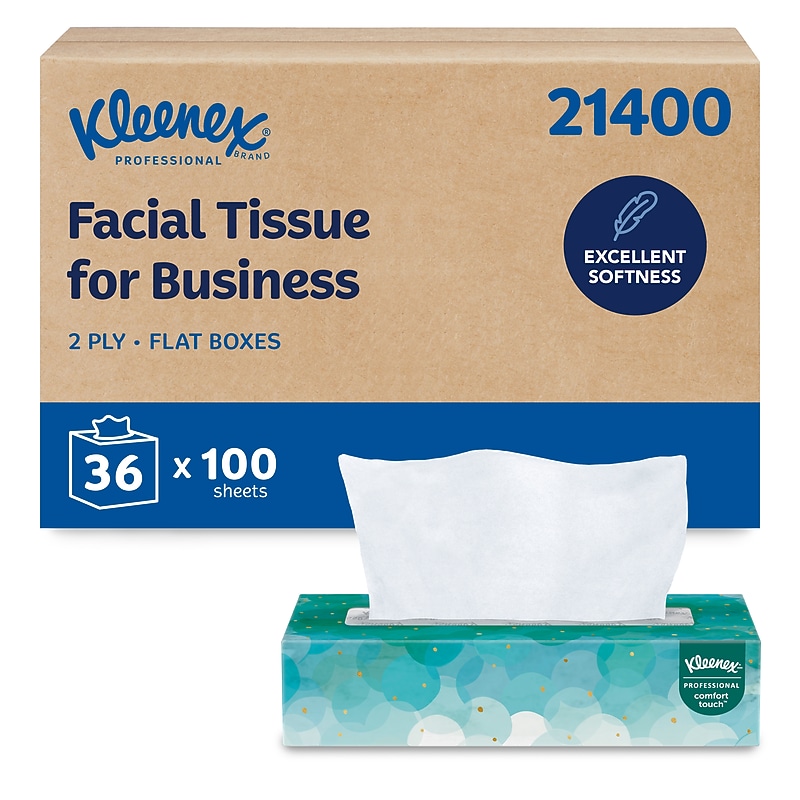 Kleenex Professional Facial Tissue, 2-ply, White, 100 Sheets/Box, 36 Boxes/Carton (21400) image 1