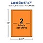 Avery Laser/Inkjet Multipurpose Rectangle Labels, 5" x 7", Bright Orange, 40/Pack (94258)~#|#~17D1A480-B810-4567-BE41603B965D60D7_sc7