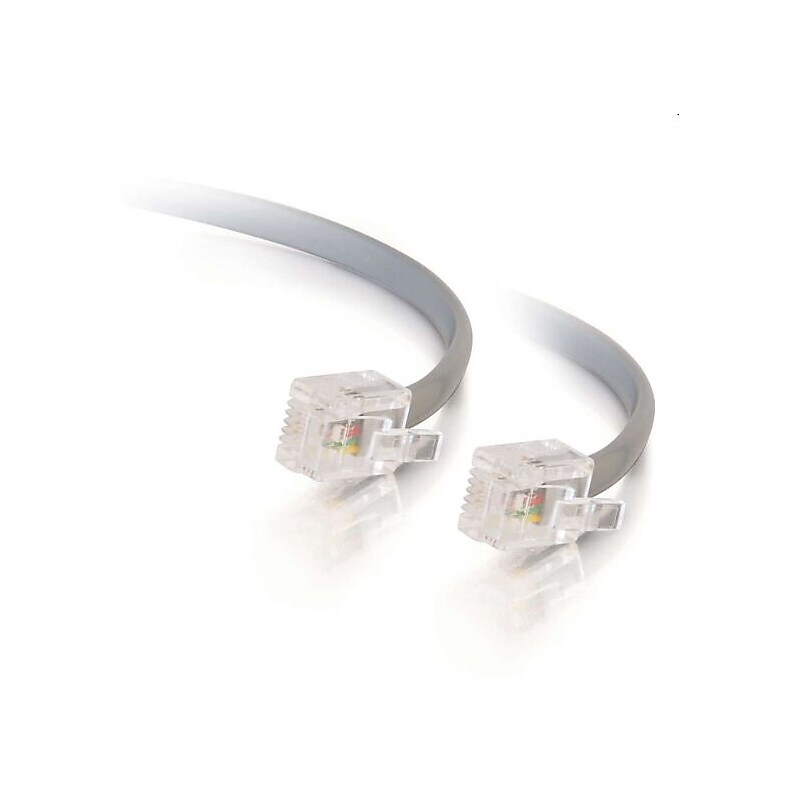 C2G 14' RJ11 Modular Telephone Cable, Male to Male, Silver (09590) image 1