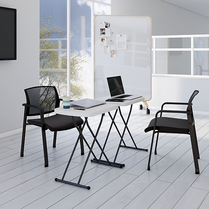 Staples 25.5 x 17.8 Heavy Duty Folding Table White 79143 Staples