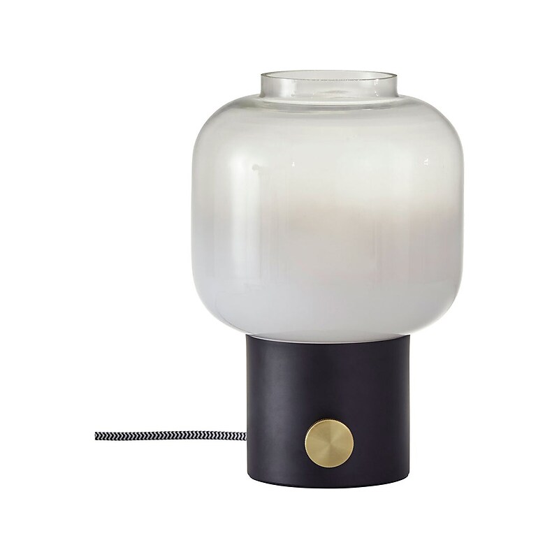 Adesso Lewis Incandescent/CFL Table Lamp, Matte Black/White (6027-01) image 1