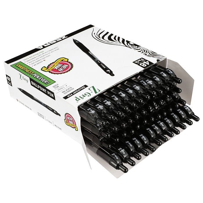 Zebra Z-Grip Retractable Ballpoint Pen, Medium Point, 1.0mm, Black