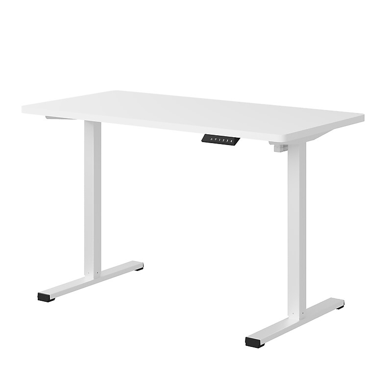 FlexiSpot ET155E 47"W Electric Rectangular Adjustable Standing Desk, White (ET155W-4824W) image 1
