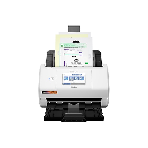 Epson RapidReceipt RR600W Wireless Duplex Receipt Scanner, White/Black
