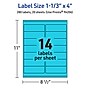 Avery Printable Rectangle Multipurpose Labels, 1-1/3" x 4", Bright Blue, 280/Pack (94206)~#|#~18117D84-D511-4D83-BA7AFC46BE6BDD93_sc7