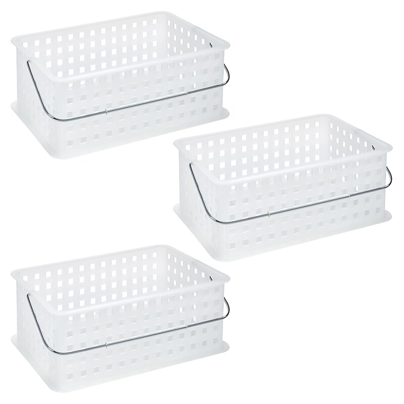 iDESIGN Medium Stackable Plastic Storage Bin, White, 3/Pack (29405M3) image 1