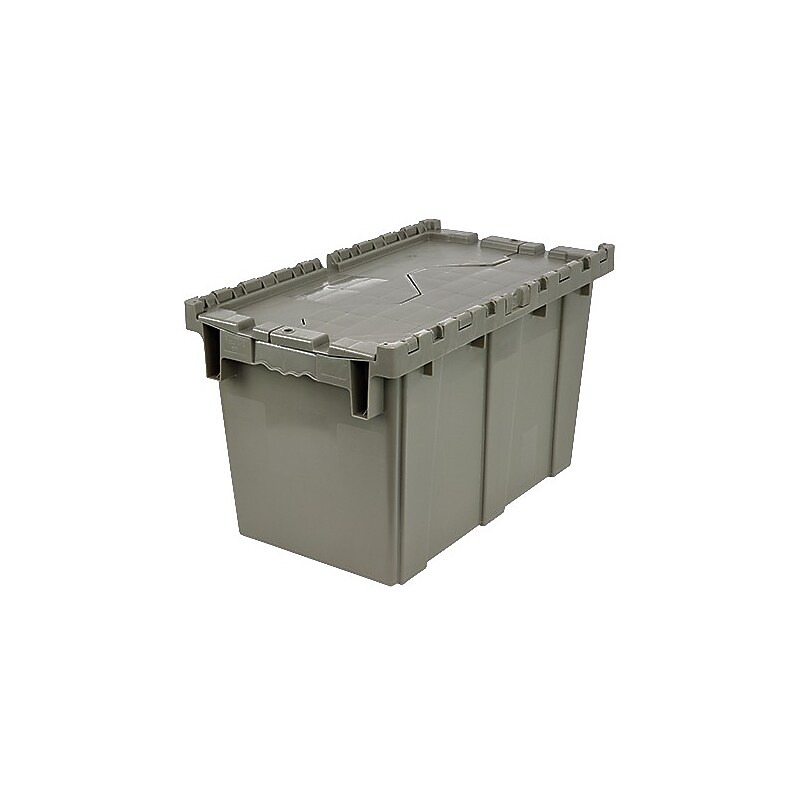 Quantum Storage Systems 48 Quart Storage Tote with Lid, Plastic, Gray (QDC2213-12) image 1