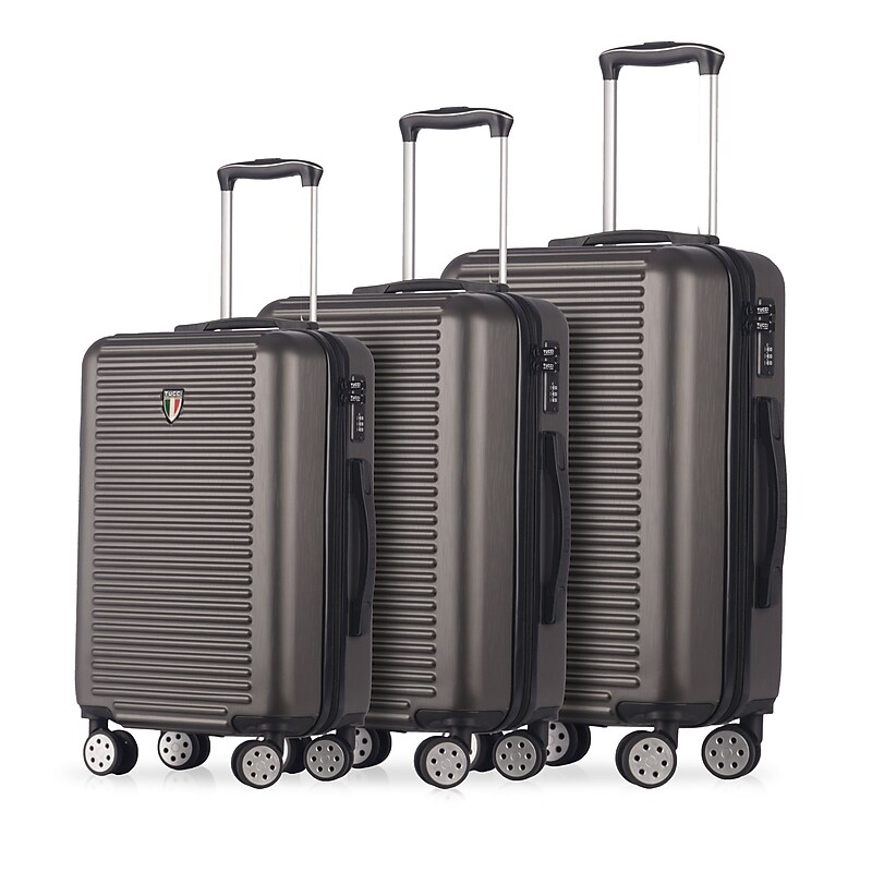 TUCCI 3-Piece Hardside Spinner Carry-On Luggage Set, TSA Checkpoint Friendly (T0280-03PC-CHL) image 1