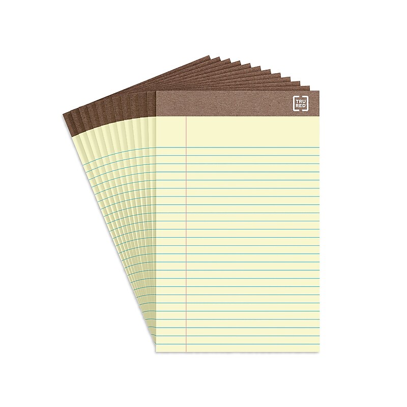 TRU RED™ Notepad, 5" x 8", Narrow Ruled, Canary, 50 Sheets/Pad, Dozen (TR59932/TR58180) image 1