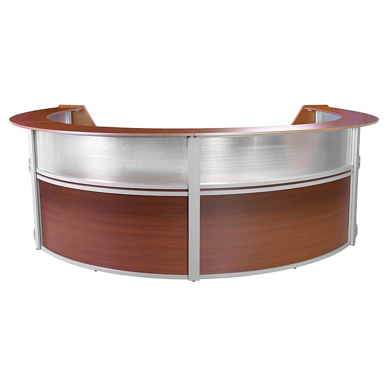 Regency Marque 142"W Curved Reception Desk Workstation, Cherry (77314CH) image 1