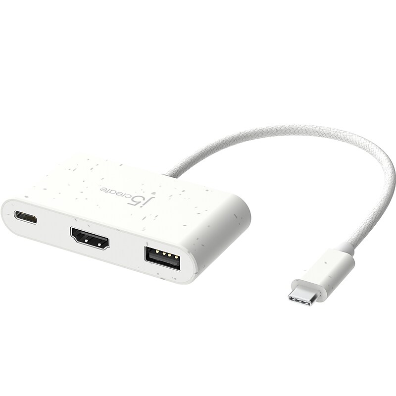 j5create Eco-Friendly 3-Port USB-C Hub, White (JCA379EW) image 1