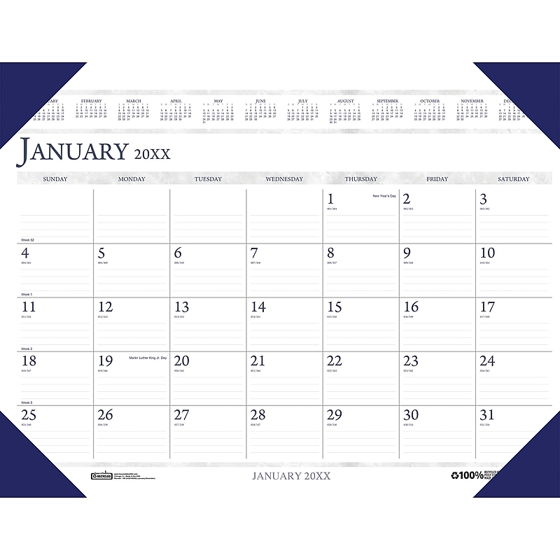 2026 House of Doolittle Executive 24" x 19" Monthly Desk Pad Calendar, Blue (180-26) image 1