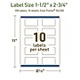 Avery Dissolvable Rectangle Multipurpose Labels, 1.5" x 2.75", Off-white, 100/Pack (94230)~#|#~183E8335-89FE-4C42-B086FDC076CCBA06_sc7