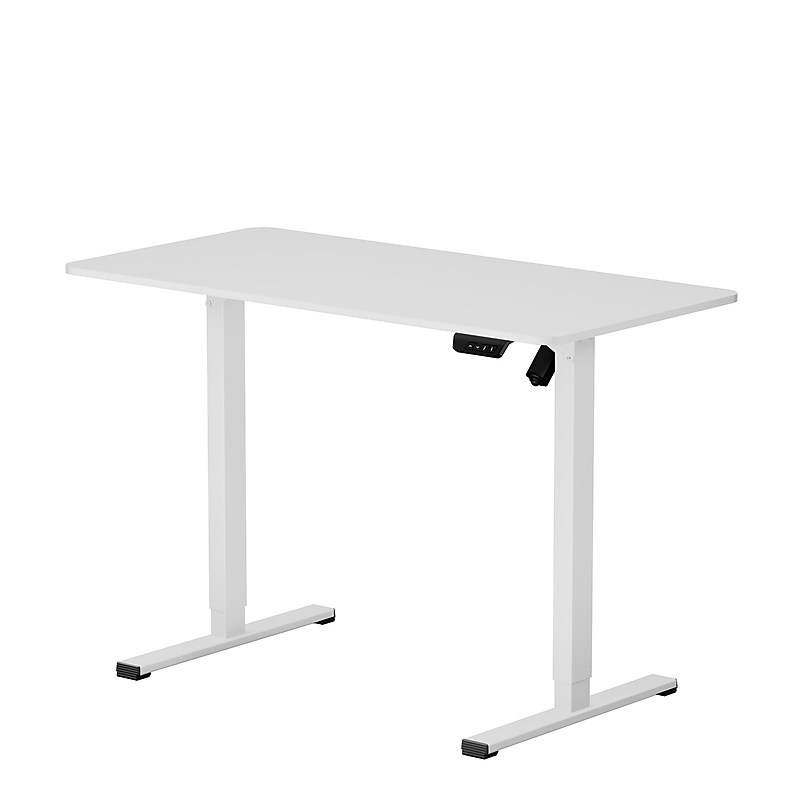 FlexiSpot EC2 48"W Electric Rectangular Adjustable Standing Desk, White (EC2W-4824W) image 1