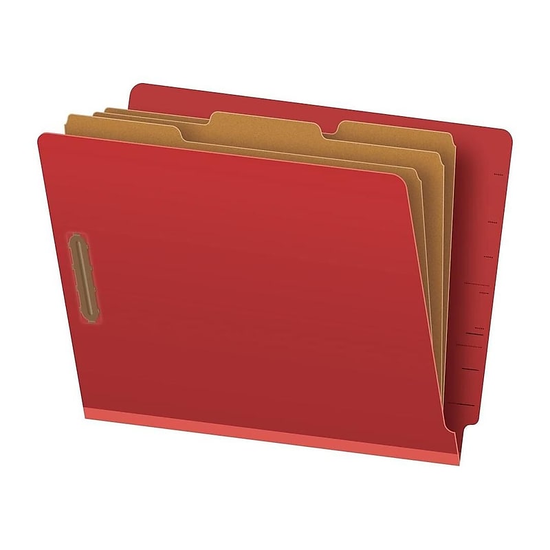 Pendaflex Recycled Pressboard Classification Folder, 3-Divider, 3 1/2" Expansion, Letter Size, Red, 10/Box (23865GW) image 1