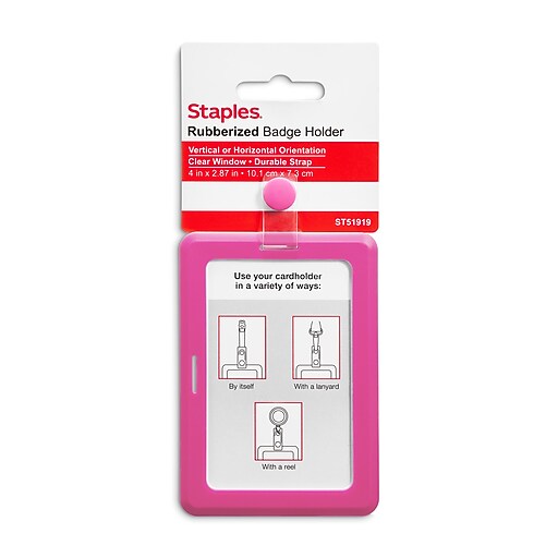 Staples Rubberized ID Badge Holder, Pink (51919) | Staples