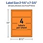 Avery Laser/Inkjet Multipurpose Rectangle Labels, 2.25" x 7.75", Bright Orange, 320/Box (94244)~#|#~185A8811-2D55-40F6-8097C42A2950C40A_sc7