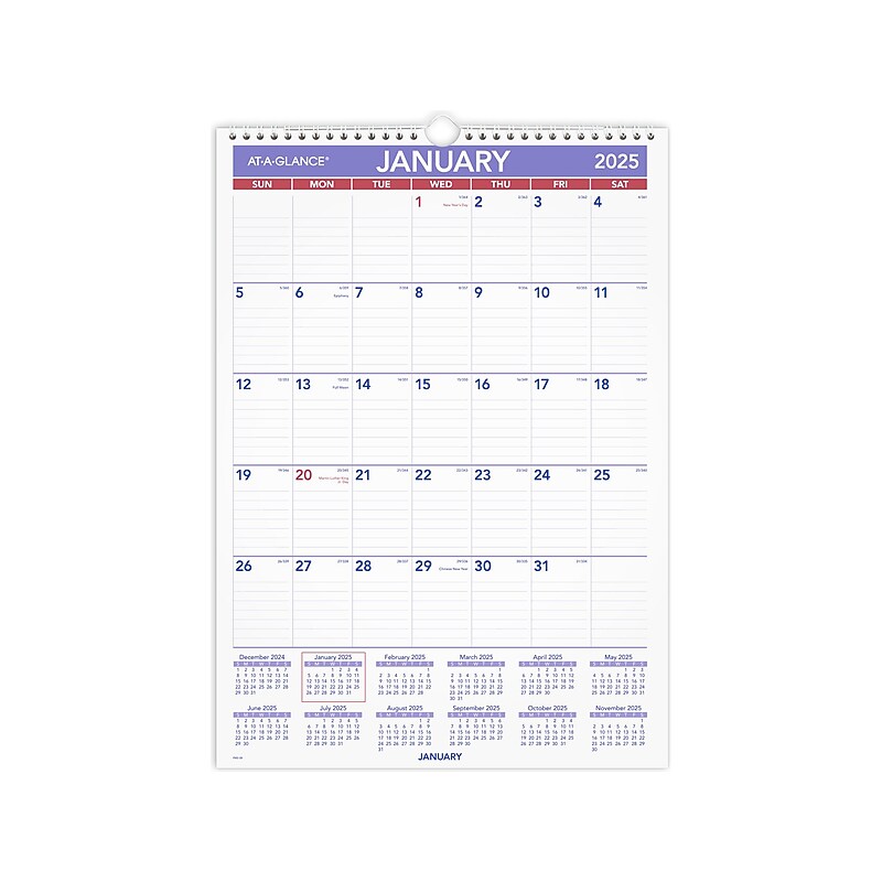 2025 AT-A-GLANCE 12" x 17" Monthly Wall Calendar, (PM2-28-25) image 1