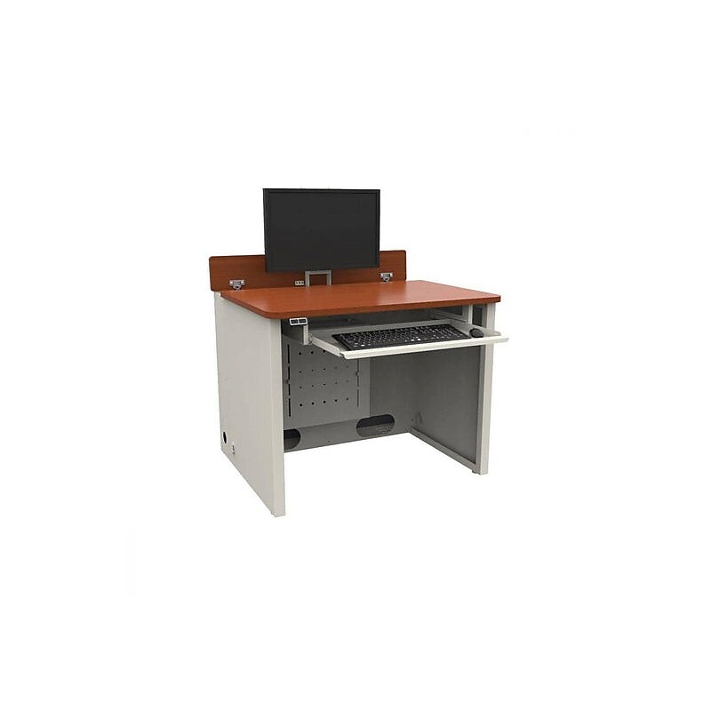 VersaDesk Elevation 36"W Computer Desk, Cherry/White (ED3630-WC) image 1