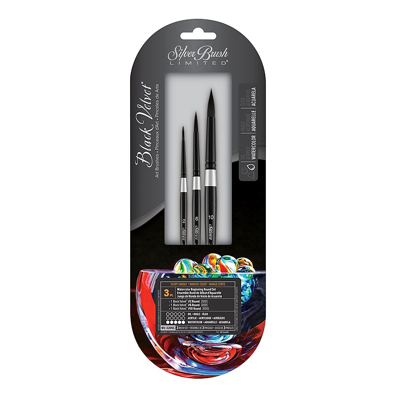 Silver Brush Black Velvet Beginning Round Brush Pack, 3/Pack (SLVWC3205S) image 1