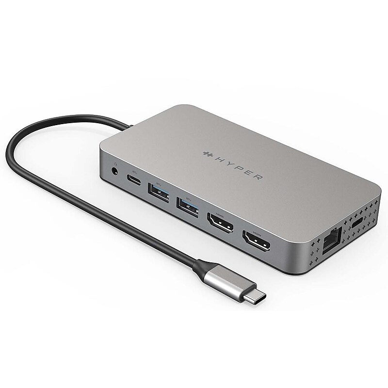 HyperDrive Dual 4K Display Universal Docking Station for M1/M2/M3 MacBooks Laptop, Silver (HDM1H) image 1
