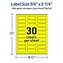 Avery Laser/Inkjet Multipurpose Rectangle Labels, 0.75" x 2.25", Neon Yellow, 1200/Pack (94216)~#|#~18829032-C75F-4E77-85D6995B1E4B565F_sc7