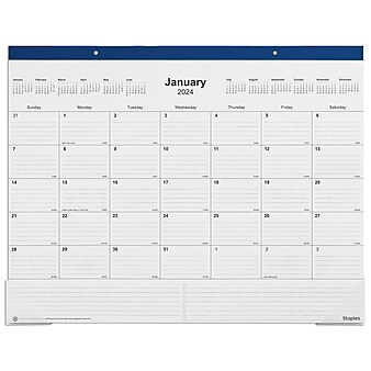 2024 Staples 22" x 17" Desk Pad Calendar, Navy (ST59700-24)
