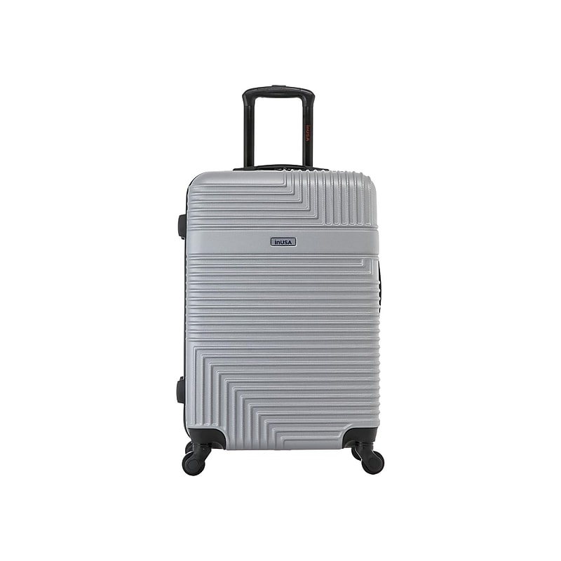 InUSA Resilience 24" Hardside Suitcase, 4-Wheeled Spinner, TSA Checkpoint Friendly, Silver (IURES00M-SIL) image 1