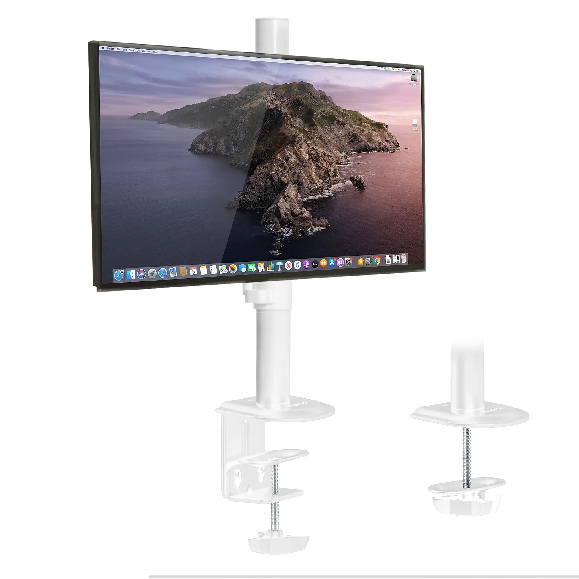 Mount-It! Adjustable Single Monitor Desk Mount, Up to 32″ Monitor, White (MI-1706WHT) Sansujyuku sansujyuku.com