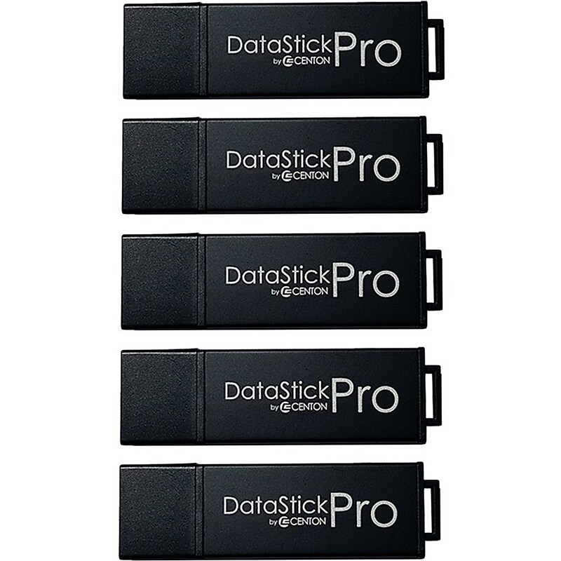 Centon DataStick Pro 64GB USB 3.0 Flash Drive, Black, 5/Pack (S1-U3P6-64G-5B) image 1