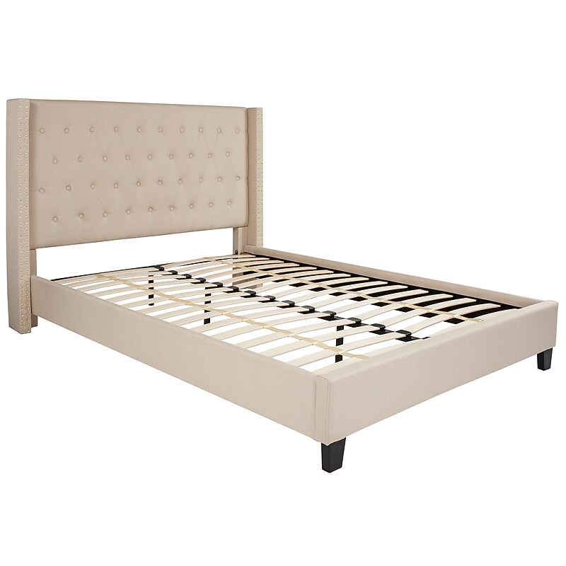 Flash Furniture Riverdale Upholstered Platform Bed in Beige Fabric, Queen (HG35) image 1