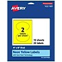 Avery Laser/Inkjet Oval Multipurpose Labels, 4" x 6", Neon Yellow, 20/Pack (94057)~#|#~18A90771-FC2F-4821-BC8A40D906BE46DF_sc7