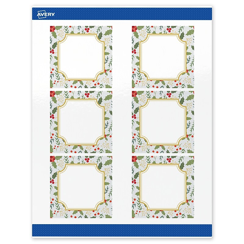 Avery Square Multipurpose Labels, 3" x 3", White, 60/Pack (19479370455) image 1